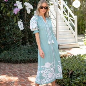 NWT Julia Amory Short Sleeve Coatue Caftan - Sea